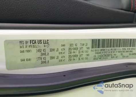 2017 Dodge Durango R/T Rwd z USA, uszkodzony, nr VIN 1C4SDHCT8HC869716